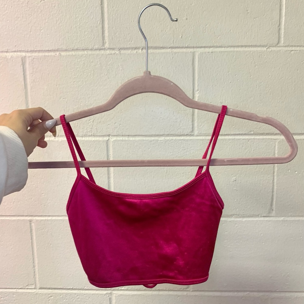 Hot Pink Satin crop tank
